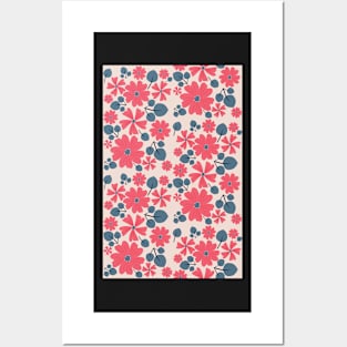 Red Flowers Pattern Posters and Art